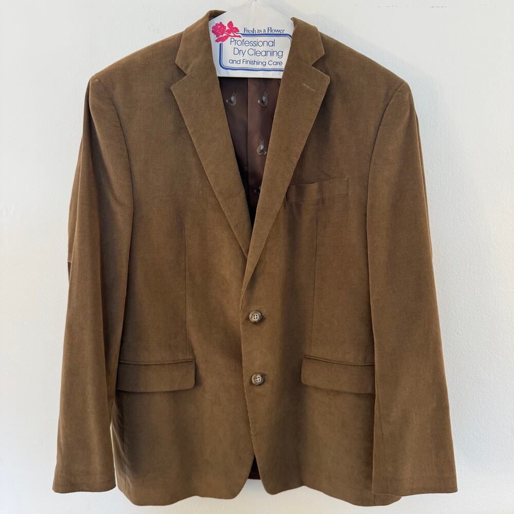 Lauren Ralph Lauren Brown Corduroy Blazer Sport Coat 42 Elbow Patches Fox Lining